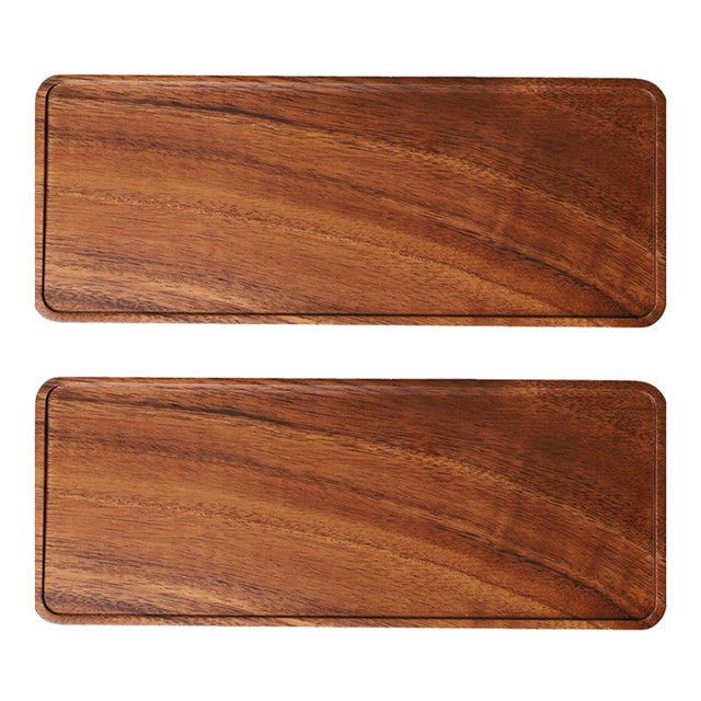 2X South American Walnut Tray, Solid Wood Wooden Afternoon Tea Tray, Fruit Tray, Coffee Shop Simple Snack Tray,2 x tray,wood color