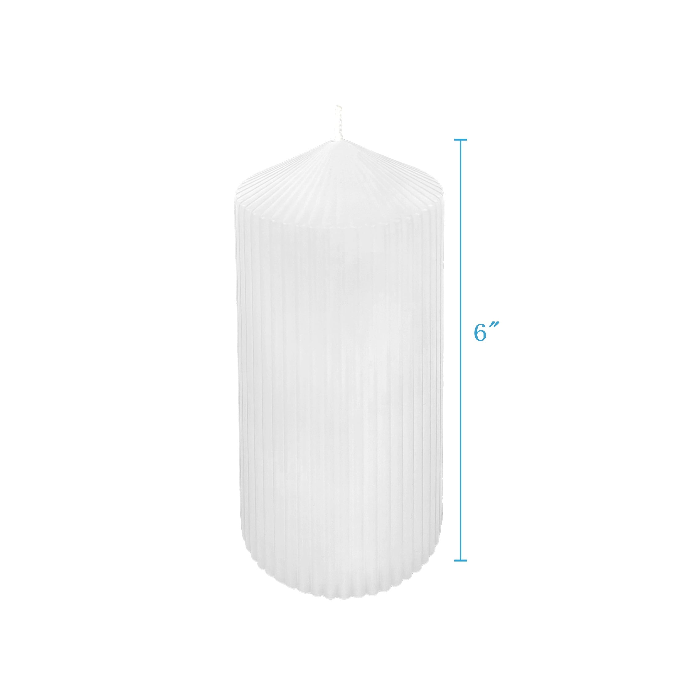 Mainstays Unscented Ribbed Pillar Candle, 3 inches x 6 inches Height, White