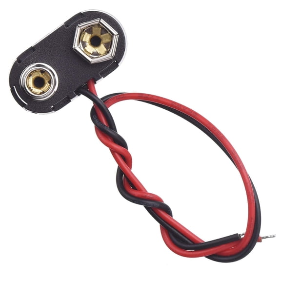 10 Pack 9V Battery Clip Connectors, T Type Black Cable Connectors for Electronics Projects, TIKA