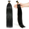 thumbnail image 3 of SEGO I Tip Hand-Tied Human Hair Extensions Cold Fusion Off Black 100 Strands Soft Straight Remy Hair Pre Bonded Stick Shoelace Tips, 3 of 9