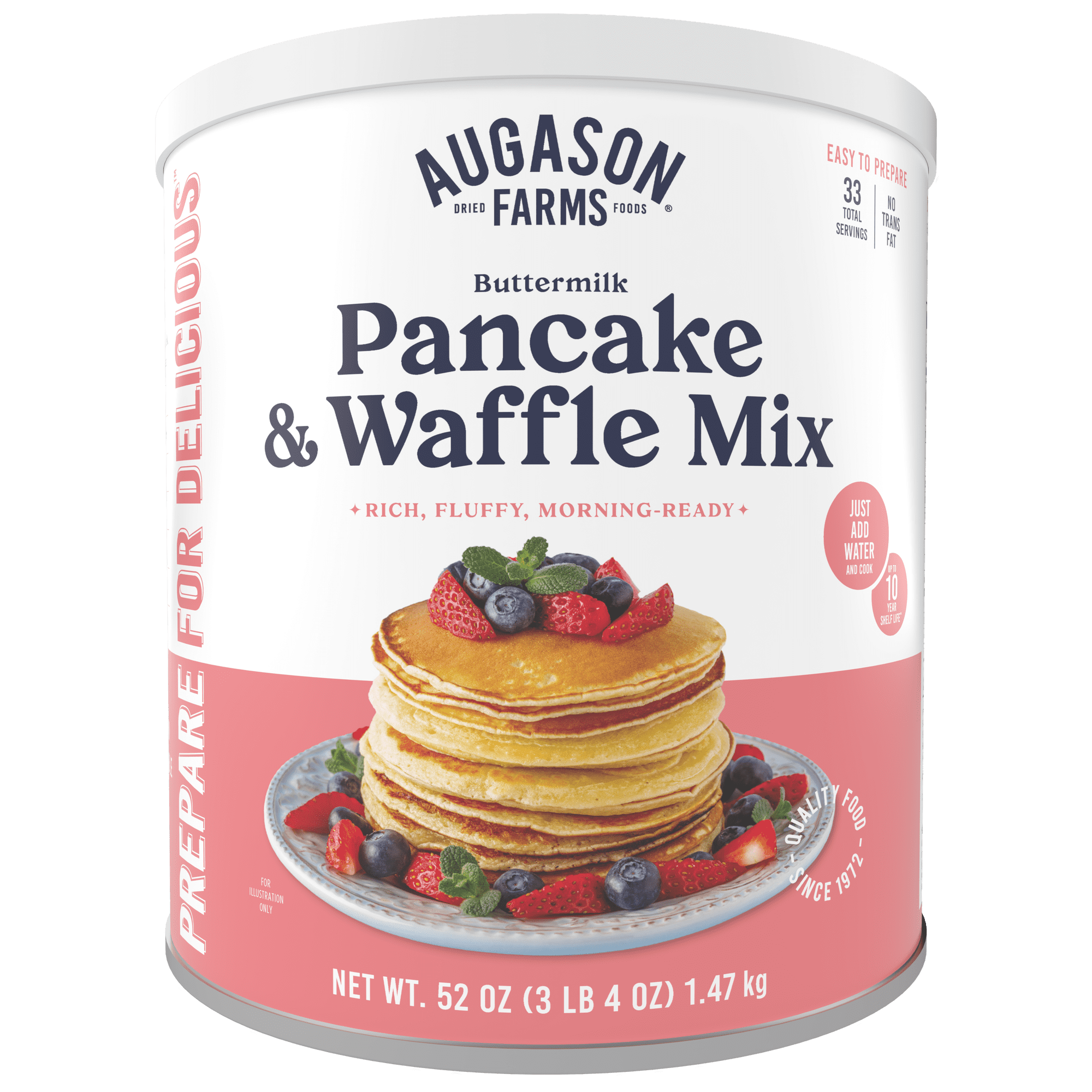Augason Farms Buttermilk Pancake and Waffle Mix Can Emergency Food Supply, 33 Servings, 10 Year Shelf Life - Waffle and Pancake Mix Just Add Water, Instant Breakfast Food