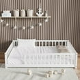 thumbnail image 2 of Full Floor Bed for Kids Toddlers, Solid Wood Multifunctional Montessori Bed Frame with Safety Guardrails, Without Door, Easy Assemble, White, 2 of 7