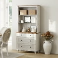 thumbnail image 5 of Tall White Bookcase with 3 Drawers, 3-Tier Open Book Shelf, Large Wooden Farmhouse Bookshelves Suitable for Living Room, Bedroom, Home Office, and Kitchen, 72 Inches, 5 of 8