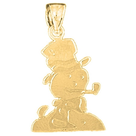 18K Yellow Gold Snow Man Pendant - 25 mm