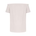 thumbnail image 6 of Taqqpue Women's Off Shoulder Tops Solid Color Ruffle Short Sleeve Ruched Casual Loose Tee Shirt Stretch Summer Blouses Tops for Women, 6 of 7