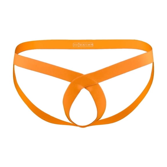 TANBOM Men's Nylon Sexy Thong Underwear All-Strap Special Design Breathable Stay-Put Orange M