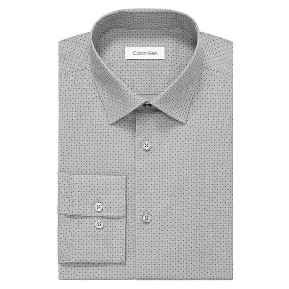 Calvin Klein Men's Refined Cotton Stretch Slim Fit Dress Shirt - Gray-17 32/33
