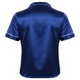 thumbnail image 2 of Raenseen Mens Silk Pajama Top Satin Home Sleepwear Short Sleeve Button Down Shirt Sleep Blouse Royal Blue L, 2 of 9