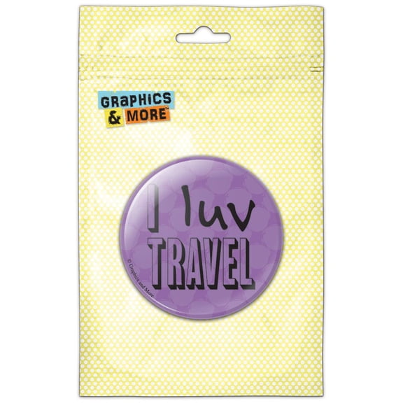 I Luv Love Travel Purple Pinback Button Pin Badge