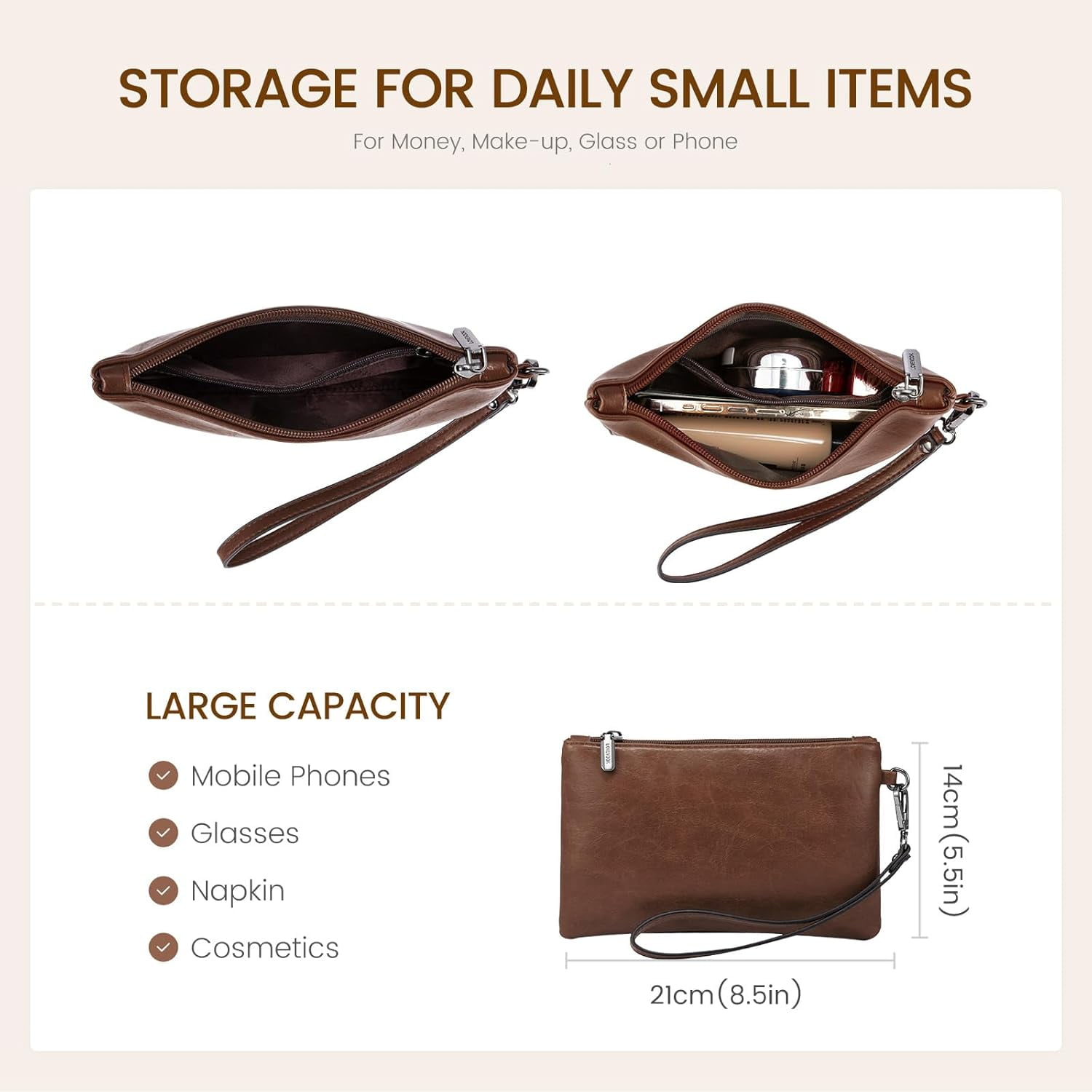 LOVEVOOK Laptop Tote Bag for Women, 15.6 Inch Large Capacity Vintage Leather Work Computer Bag, Business Casual Shoulder Handbag, Dark Brown