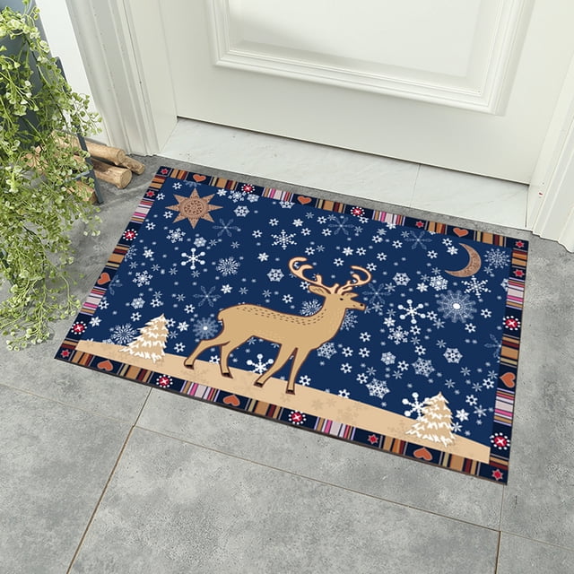 Chmadoxn Christmas Decorations, Front Entrance Floor Mats, Non Slip Bathroom/Kitchen Mat Absorbent Small Rugs, Christmas Decoration Background Golden Deer Door Mat Indoor/Outdoor Carpe bath rug