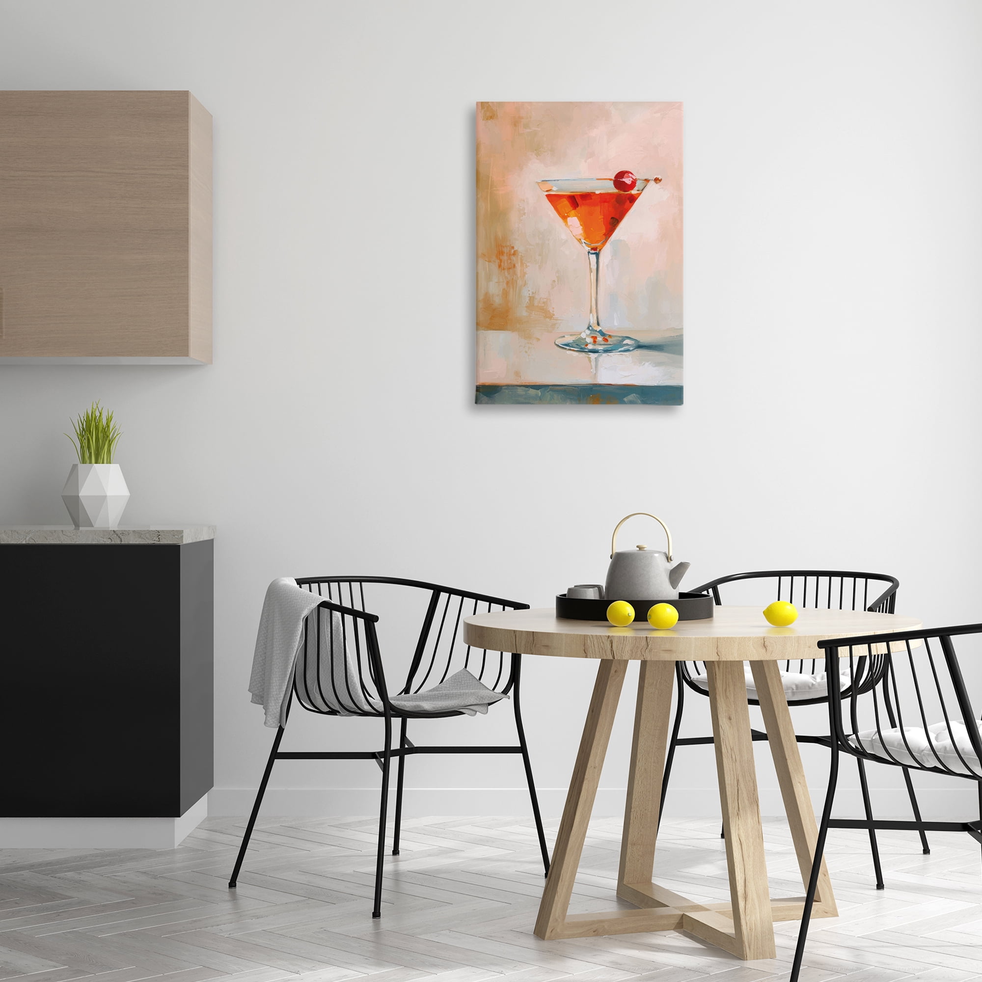 Stupell Industries Manhattan Cocktail with Cherry Food & Beverage Painting Wrapped Canvas Art Print Wall Art, 20 x 30