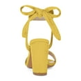 thumbnail image 2 of BLISSFUL STEP Women's Sandals Ankle Tie Back Open Toe Block Heels Yellow 7, 2 of 7