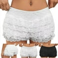 thumbnail image 5 of Lovskoo Women's Y2K Lace Ruffled Layered Shorts Tiered Bloomers Pumpkin Party Festival Boy Shorts Pettipants Black, 5 of 5
