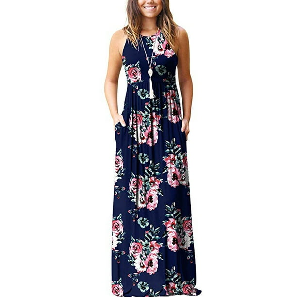 Hawaiian Holiday dresses For Women Floral Print Long Maxi Boho Dress ...