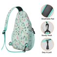 thumbnail image 3 of Sling Backpack,Light Blue Christmas Tree Pattern Sling Bag with Water Bottle Holder,Waterproof Sling Bag for Men/Women with Headphone Jack for Hiking,Travel, 3 of 6
