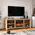 thumbnail image 2 of SYNGAR Fireplace TV Cabinet, Retro Farmhouse TV Stand for TVs up to 58 inches, TV Media Console Cabinet with Storage, Entertainment Center Table for Living Room, Bedroom, Oak, D6922, 2 of 10
