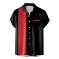 thumbnail image 4 of MQLKF Mens Vintage Bowling Shirts 1950s Casual Short Sleeve Button Up Contrast Shirt Summer Color Block Cuban Shirts Leisure Fashionable Handsome Men's Shirt, 4 of 4