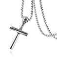 thumbnail image 3 of HZMAN Athletes Cross Necklace by Pendant Sports Stainless Steel Baseball and Baseball Bat Cross Necklace (Silver), 3 of 8