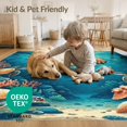 thumbnail image 4 of ODIKA 4'x6' Washable Area Rug Pet Friendly, Non-Shedding Ocean Felt Turtle Coral Motifs Nautical Underwater Reef Marine for Bedroom, Reading Nook, 4 of 7