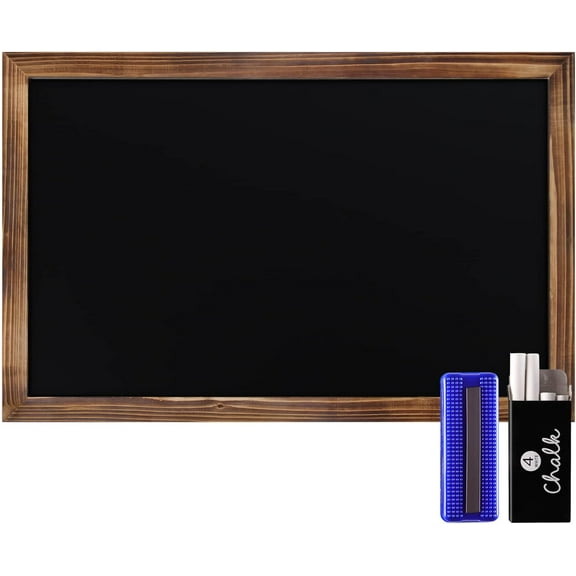 20" X 30" Torched Brown Solid Wood Frame Wall Chalkboard, Magnetic Surface, Home Décor, Restaurant & Café Menus, Blackboard, Includes Chalk, Eraser & Hanging Hardware