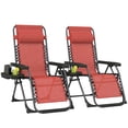thumbnail image 1 of Outsunny Ensemble de 2 Chaises à Gravité Zéro avec Porte-Gobelet, Appuie-Tête, Rouge Vin, 1 of 10