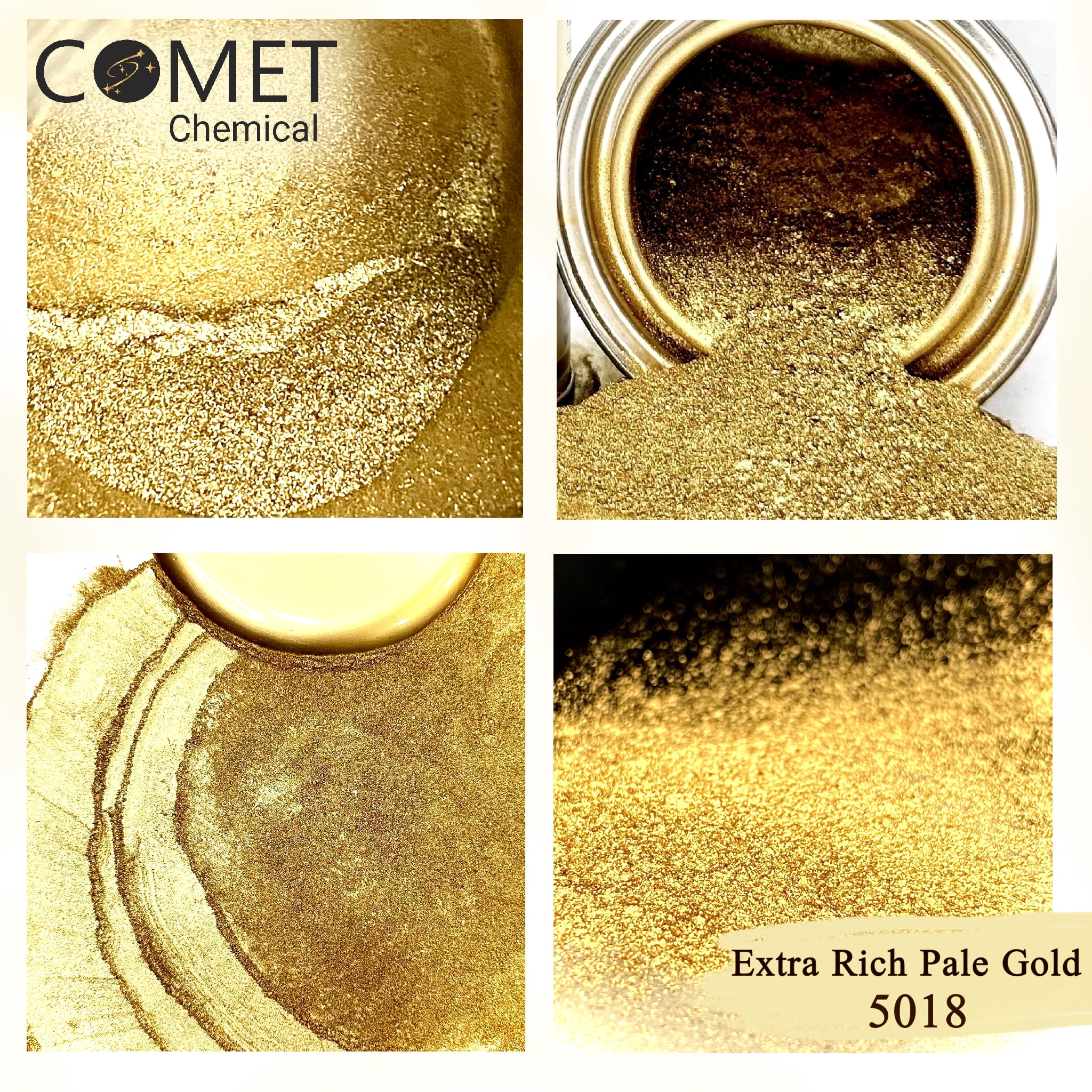 COMETCHEMICAL Metallic Pigment for Solvent, Epoxy Resin, Extra Rich Pale Gold, 0.44lb