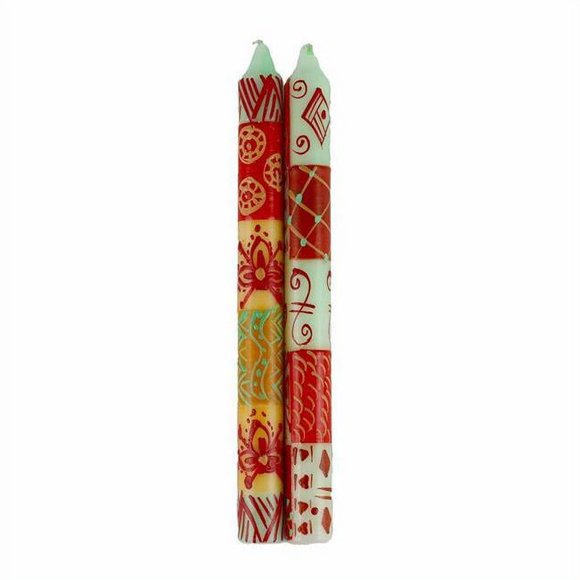 Nobunto PCGB1OWO-P Handmade & Fair Trade Hand Painted Candles in Owoduni Design with Pair of Tapers