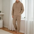 thumbnail image 2 of SUYIDA Men's Hooded Onesie Pajamas Lightweight Fuzzy Fleece Zip Up Jumpsuit Long Sleeve Long Pants One Piece Pjs, 2 of 6
