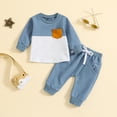 thumbnail image 2 of Mercatoo Toddler Boy's Long Sleeved Patchwork 2 Color Pant Suit for 0 to 3 Years Kids Summer Clothes Boys, 2 of 5