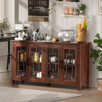 Joaxswe 63" Farmhouse Kitchen Buffet Storage Cabinet, 4-Doors Wood Sideboard Credenza with Adjustable Shelves, Brown