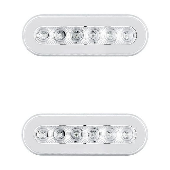 " Halo " Clear Red 22 LED 6" Oval Trailer Truck Stop Turn Brake Tail Light Kits