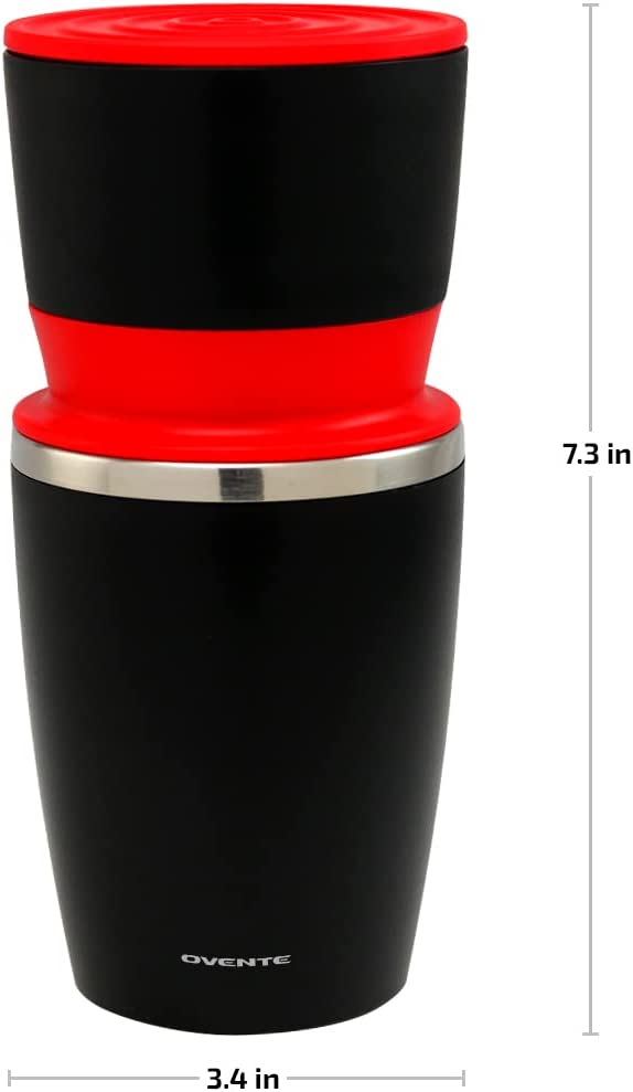 OVENTE Single Serve Red Coffee Grinder, 2-in-1 Carafe Coffee Maker Machine,  With Insulated Cup CMB281R - The Home Depot