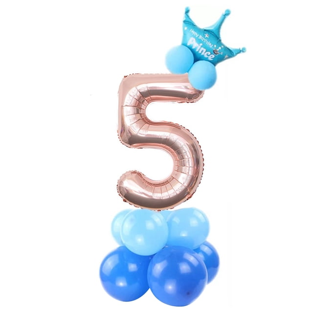 Naiovety 32 pulgadas 1 2 3 4 5 6 7 8 9 de dígitos de oro rosa globos de papel de aluminio boda cumpleaños Baby Shower fiesta decoración Kits de decoración para fiestas azul Número 5 Naiovety HA002851-16