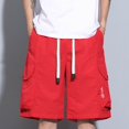 thumbnail image 6 of Riecok Men Cargo Shorts with Pockets Elastic Waist Drawstring Quick Dry Workout Shorts Solid Summer Hiking Clothes, 6 of 9