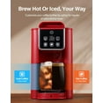 thumbnail image 2 of Single Serve Coffee Maker, Hot and Iced Coffee Machine for K Cup Pods & Ground Coffee, 6 to 14 oz Brew Sizes, with 50 oz Large Water Tank, Removable Drip Tray, Stainless Steel, Red, 2 of 7