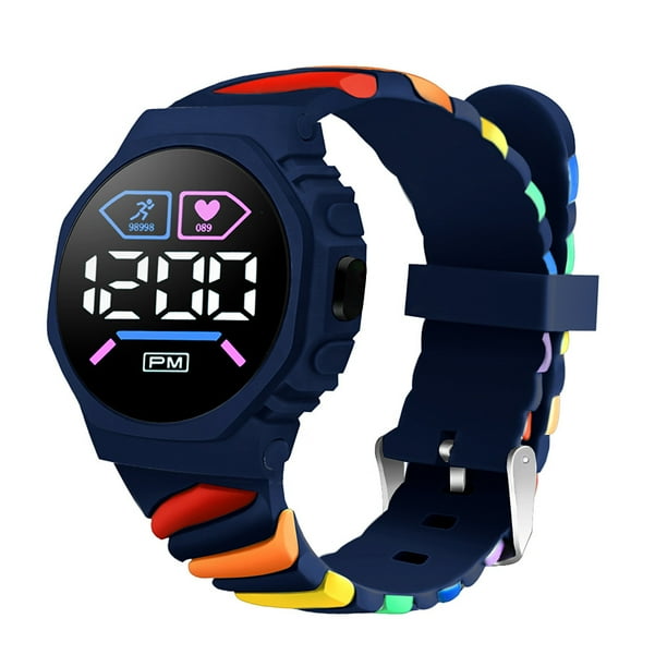 Reloj electrónico LED arcoíris, reloj electrónico digital deportivo para exteriores, reloj electrónico de moda para estudiantes