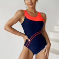 thumbnail image 2 of Traje de baño de una pieza sin espalda deportivo bloque de color Negro M Ticfox, 2 of 8