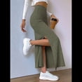 thumbnail image 4 of Faldas Tubo de Punto Ajustadas para Mujer, Falda Midi de Cintura Alta con Abertura Elástica Verde M, 4 of 8