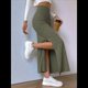 thumbnail image 4 of Faldas Tubo de Punto Ajustadas para Mujer, Falda Midi de Cintura Alta con Abertura Elástica Verde 5XL, 4 of 8