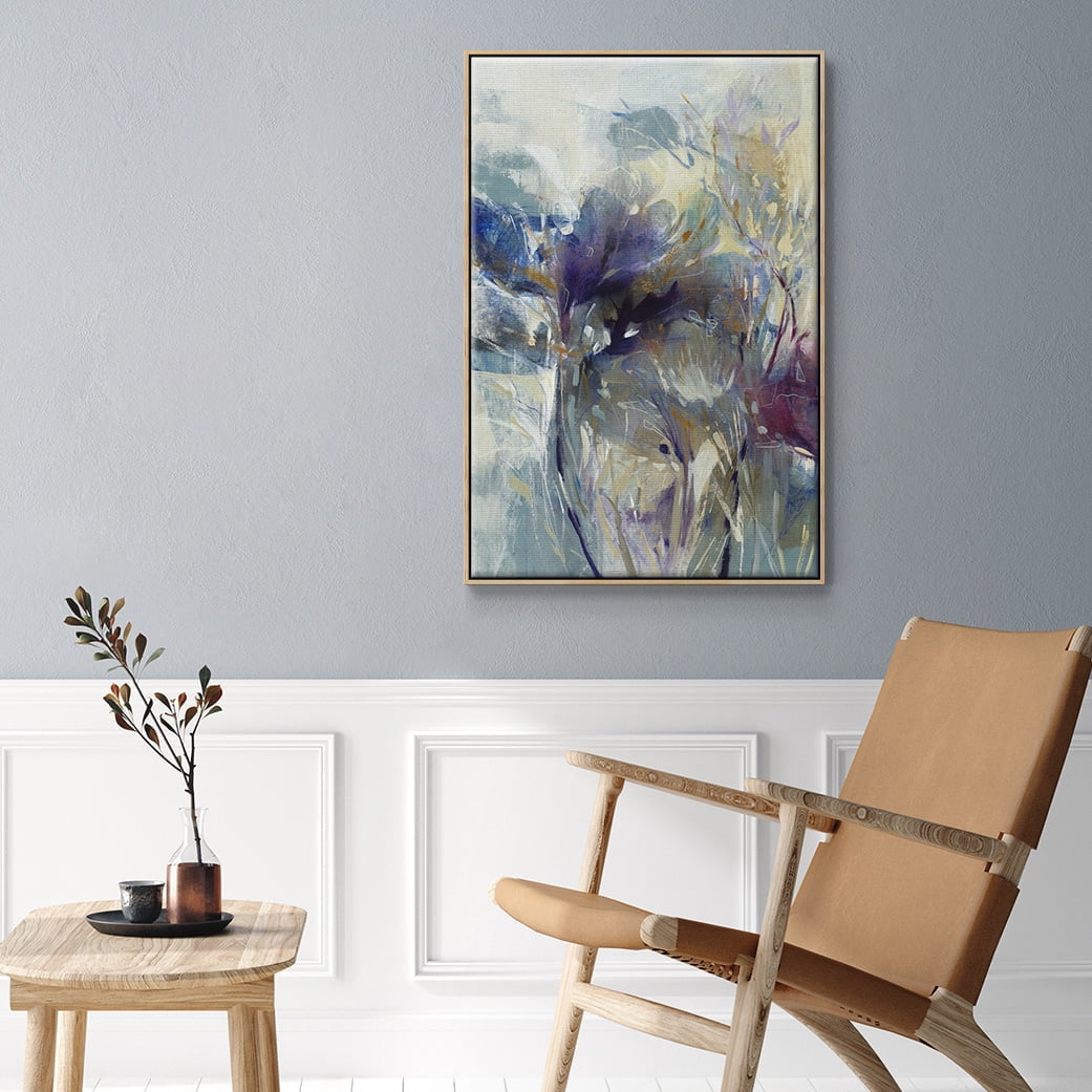 Meadow Saffron I Framed Premium Gallery Wrapped Canvas - Ready to Hang - 27 x 41 - Natural Wood Floating Frame