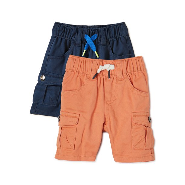 Wonder Nation Baby and Toddler Boy Cargo Shorts Multipack, 2Pack