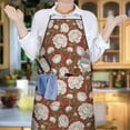 thumbnail image 6 of Pioneer Flower Floral Print Pattern Cotton Linen Apron with Pockets, Waterproof Adjustable, 33x27 Inch for Kitchen, Gardening, BBQ, Salon, 6 of 6
