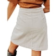 thumbnail image 4 of Falda Botón Delantero Cintura Alta Bolsillos Laterales Color Sólido Fibra De Poliéster Falda Casual Beige L, 4 of 6