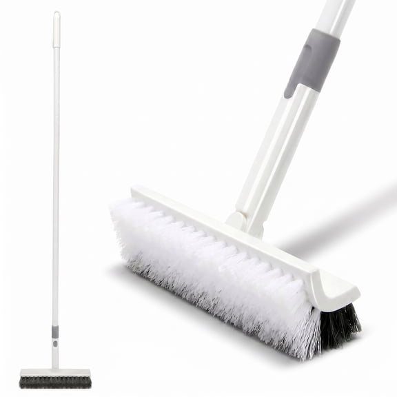 Scrub Brush Floor Brush with Long Handle,Double-Sided V-Shaped Scrub Brush，Shower Floor Scrubber for Cleaning, Tile Scrub Brush with Stiff Bristles,48"