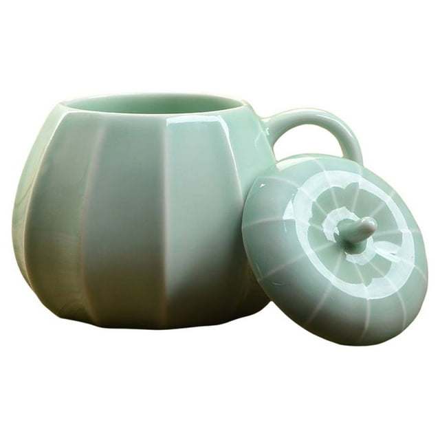 Toystoory Tazas de café de calabaza de Halloween de 300ml, taza de té de la leche con tapa, yogur, decoración de gran capacidad, vasos, Juegos de servir café y té cian