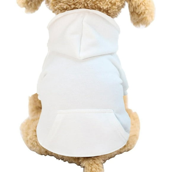 Jecikelon Winter Dog Hoodie Sweatshirts with Pockets Warm Dog Clothes for Small Dogs Chihuahua Coat Clothing Puppy Cat Custume (White, Small)
