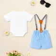 thumbnail image 2 of ZEHJUHAN Baby Boy Easter 2 Piece Outfit Short Sleeve Rabbit Bodysuit with Plaid Suspenders Pants Set，Men's pants(Blue）0-3M, 2 of 9