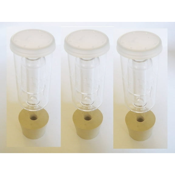 3ct. - 3 Piece Airlock with #7 Stopper - Set of 3 (Cylinder Airlock)