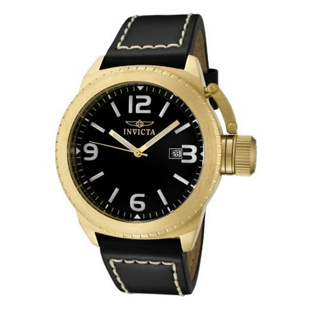 Invicta Men's 1111 Corduba Collection Black Dial Black Leather Watch [Watch] .
